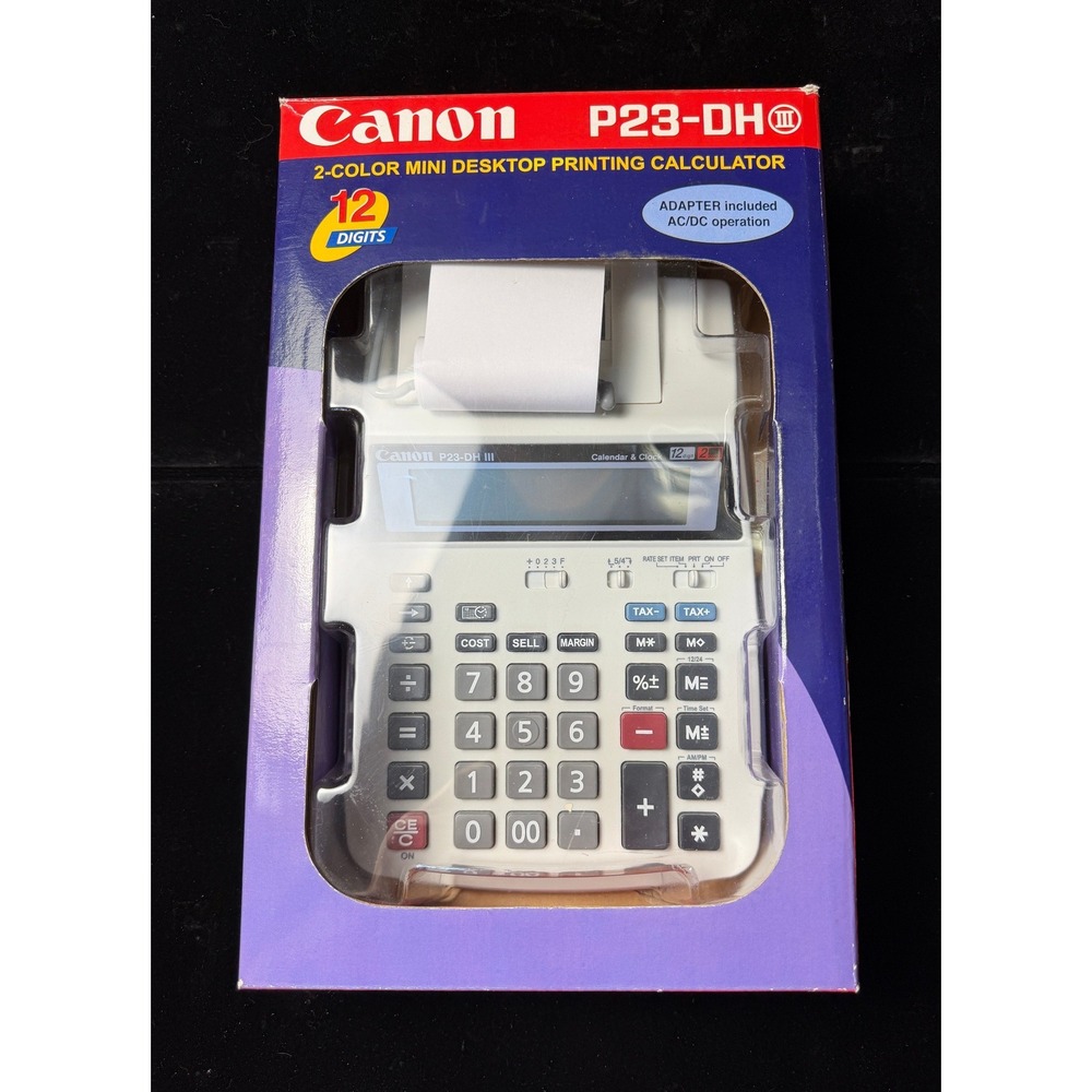 Canon P23-DH III 2-Color Mini Desktop Printing Calculator: 12 Digit, BRAND NEW
